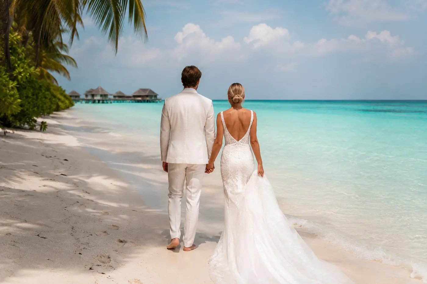 Couple de mariés sur une plage de Zanzibar